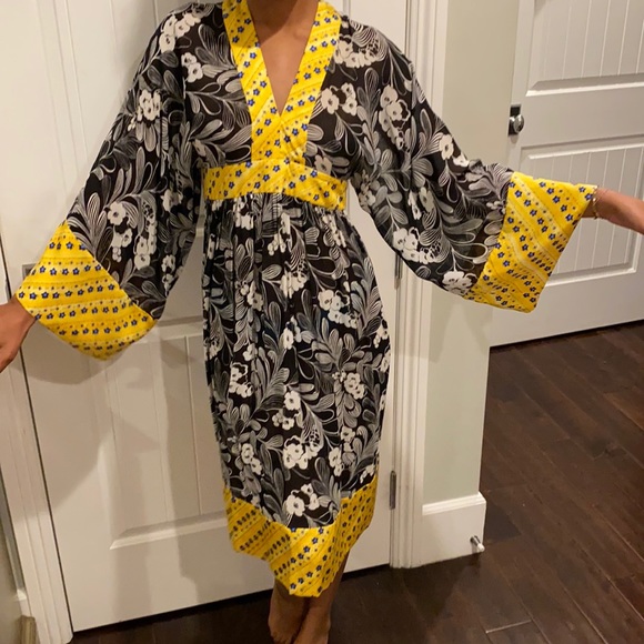 Duro Olowu Dresses & Skirts - Designer Duro Olowu kimono yellow black print mix dress classic Duro rare dress